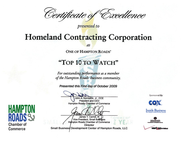 2009: Hampton Roads Chamber of Commerce, 2009 